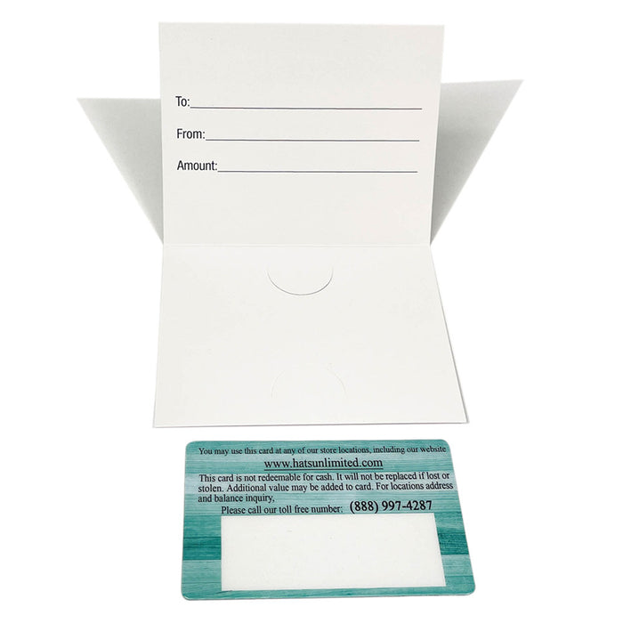 Hats Unlimited Gift Card Back + Sleeve