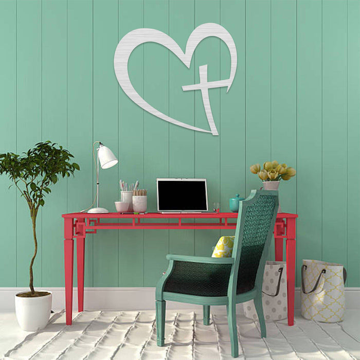 Heart Cross - Metal Wall Art - MetalPlex