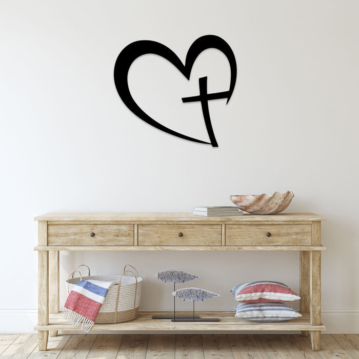Heart Cross - Metal Wall Art - MetalPlex