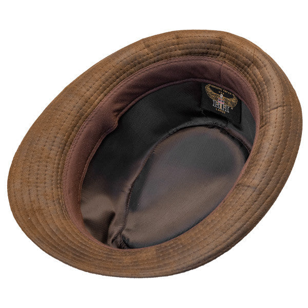 Henschel - Faux Distressed Leather Fedora - Bottom, Inside