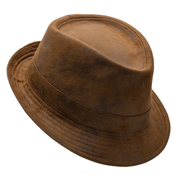 Henschel - Faux Distressed Leather Fedora - Opposite Side