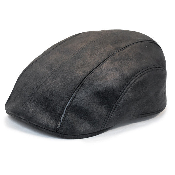 Henschel - Faux Leather 6 Panel Driver Cap in Black - Full