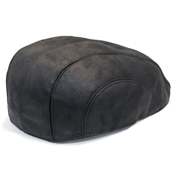 Henschel - Faux Leather 6 Panel Driver Cap in Black - Back