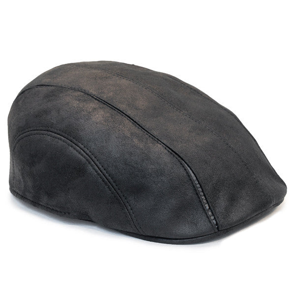 Henschel - Faux Leather 6 Panel Driver Cap in Black - Opposite