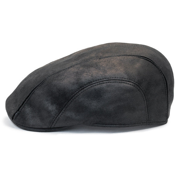 Henschel - Faux Leather 6 Panel Driver Cap in Black - Side