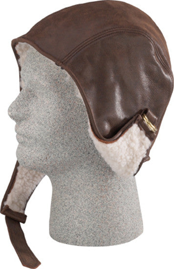 Henschel - Brown Leather Bomber Cap