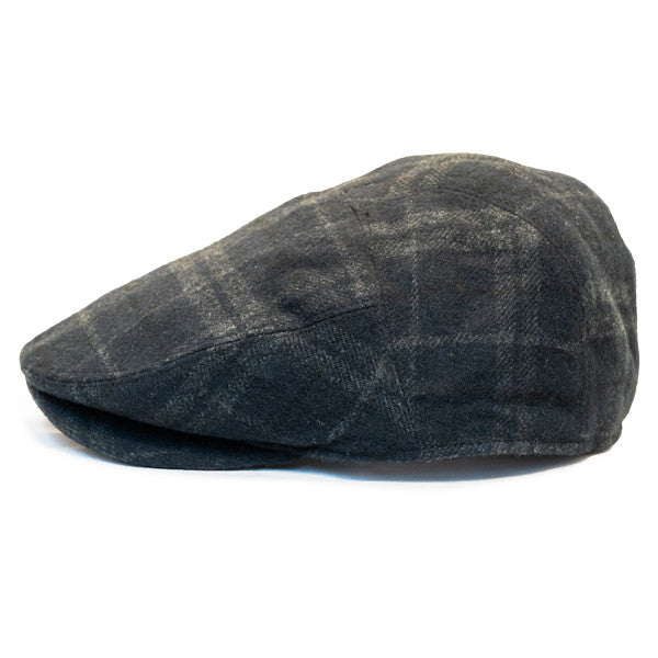 Henschel - Wool Blend Flat Cap with Ear Flaps in Black - Side