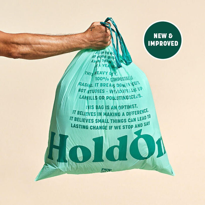 COMPOSTABLE TALL KITCHEN TRASH BAGS HoldOn