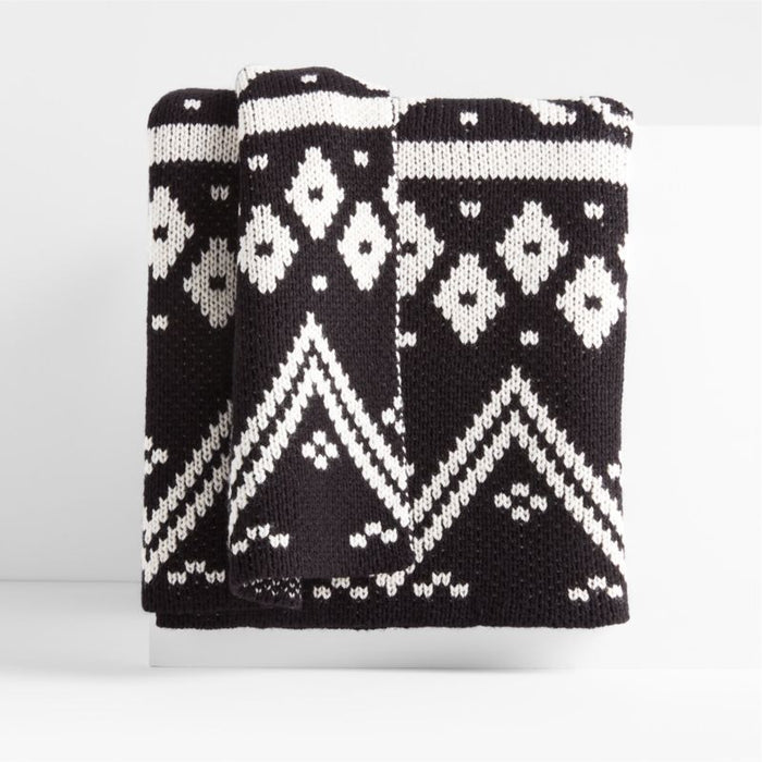 Holiday Knit Black Throw Blanket