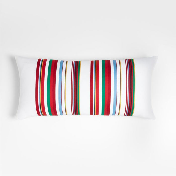 Holiday Stripe 36"x16" White Body Pillow Cover
