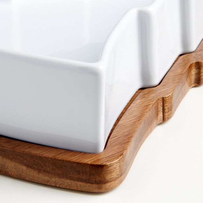 Holiday Tree Oven-to-Table Casserole Dish with Wood Trivet