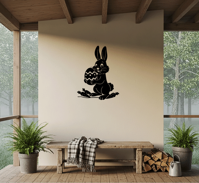 Hoppy Easter Bunny Metal Wall Art