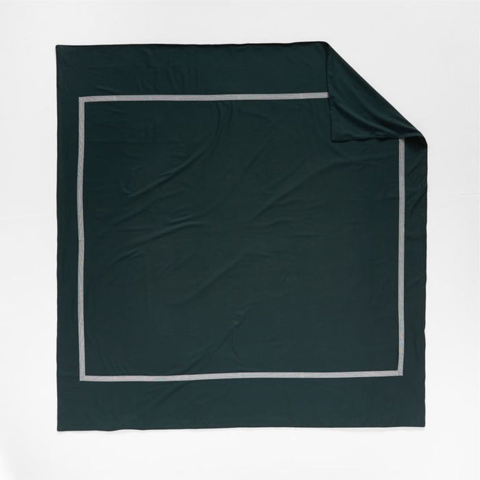 Hotel Organic Cotton Linen Embroidered Spruce Green King Duvet Cover