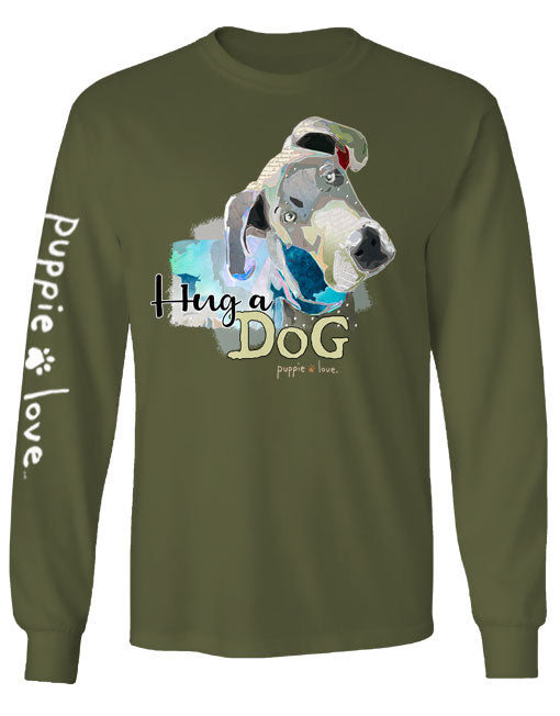 HUG A DOG, ADULT LS Long Sleeve Shirts PUPPIE LOVE x CONNIE HALEY