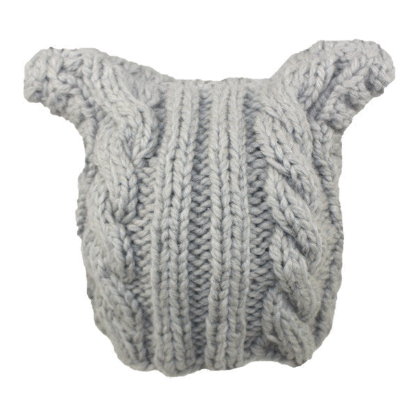 Jeanne Simmons - Grey Knit Acrylic Cap with Ears