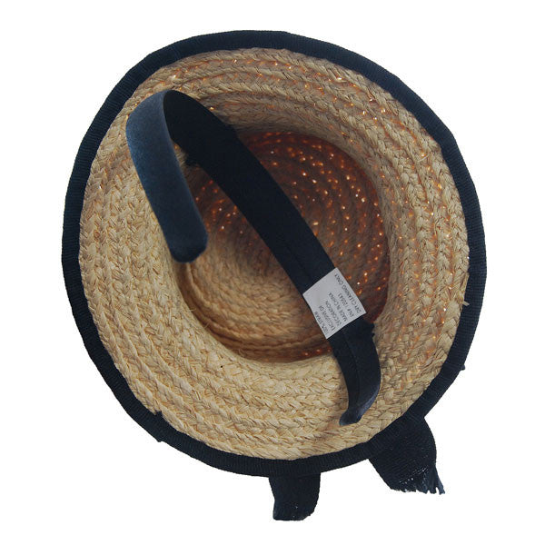 Jeanne Simmons - Straw Mini Boater Fascinator (Inside)