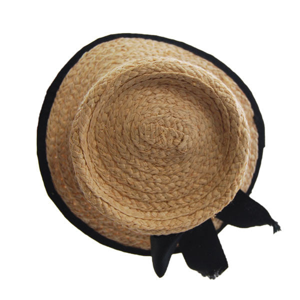 Jeanne Simmons - Straw Mini Boater Fascinator (Top)