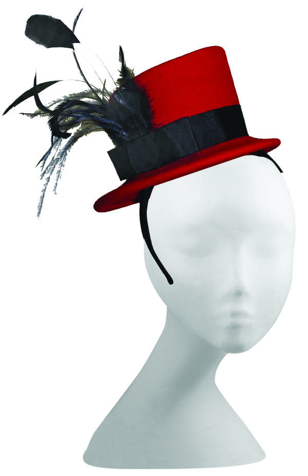 Jeanne Simmons - Red Felt Fascinator