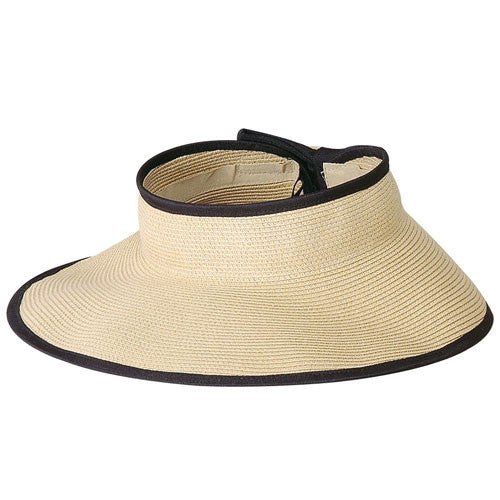 Jeanne Simmons - Natural & Black Tweed Roll Up Visor