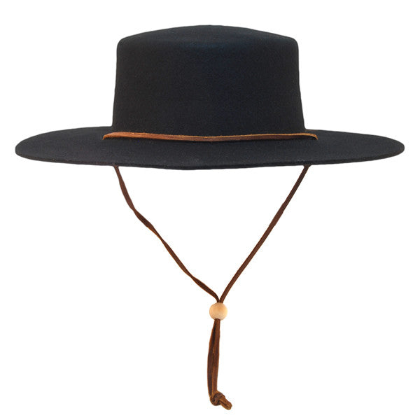 Jeanne Simmons - Wool Felt Bolero Hat w/ Chin Chord - Full
