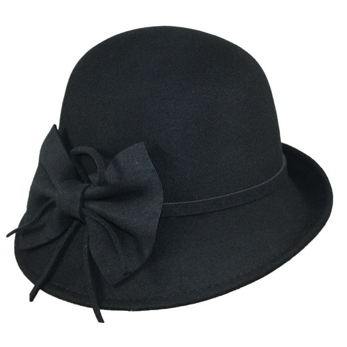 Jeanne Simmons - Wool Felt Cloche Hat Black