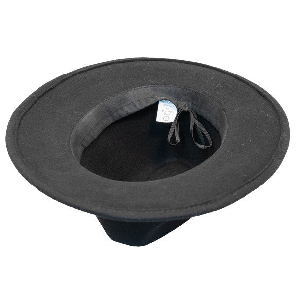 Jeanne Simmons - Wool Felt Fashion Fedora w/ Feather - Black - Bottom