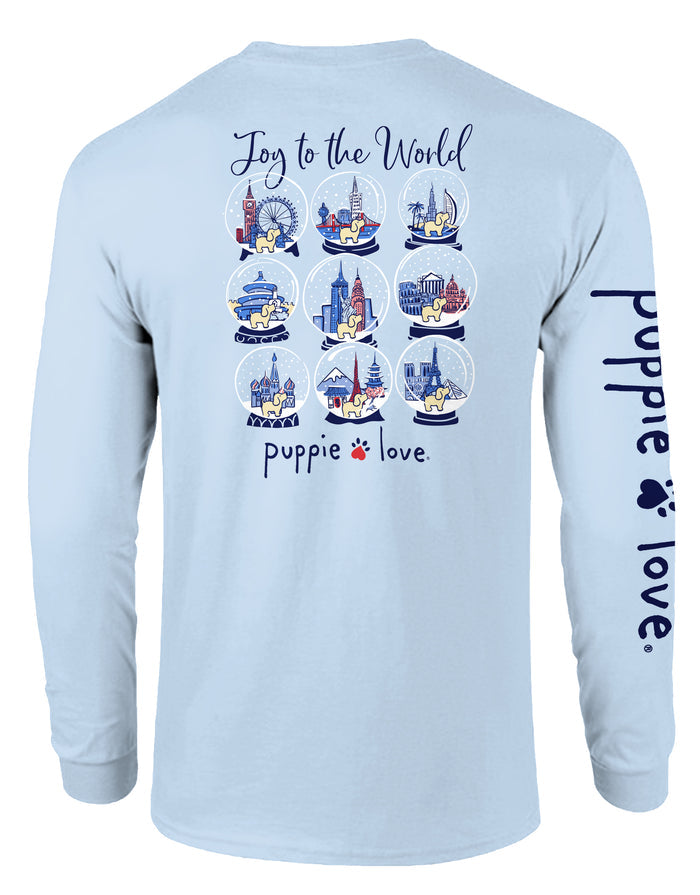 JOY TO THE WORLD SNOWGLOBES, ADULT LS PUPPIE LOVE