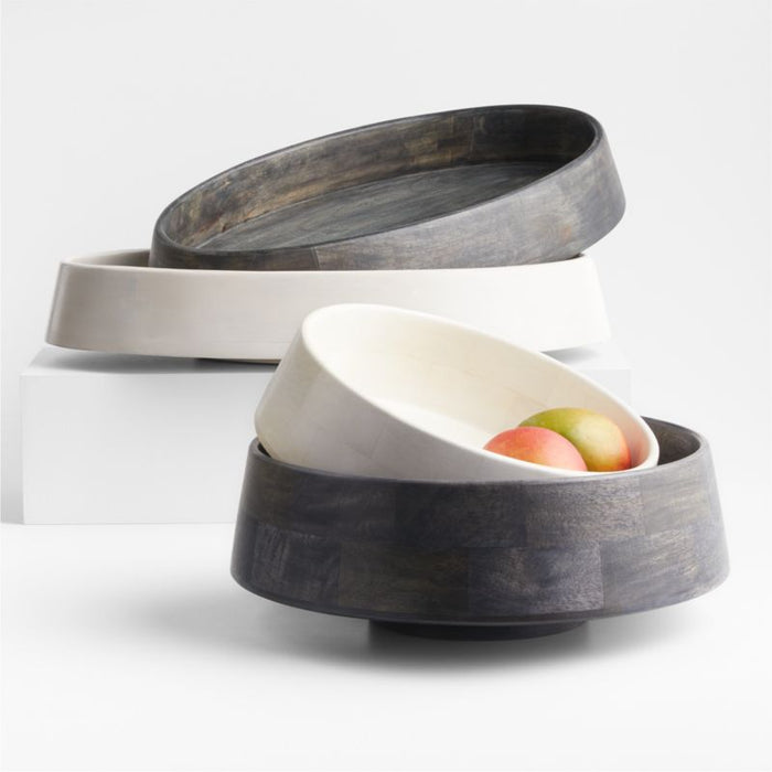 Katin White Wood Centerpiece Bowl