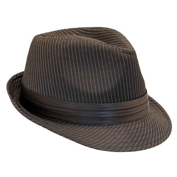 Kenny K - Black on Black Pinstripe Fedora Hat - Opposite Side