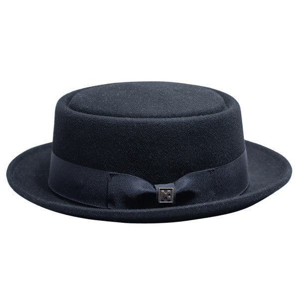 Kenny K - Heisenberg Black Wool Felt Pork Pie Hat - Side