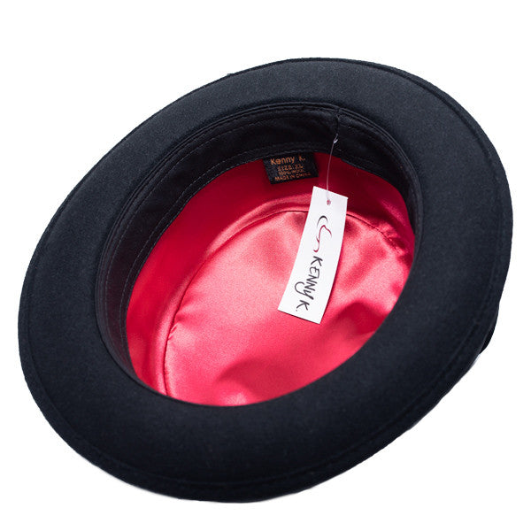 Kenny K - Heisenberg Black Wool Felt Pork Pie Hat - Bottom, Inside