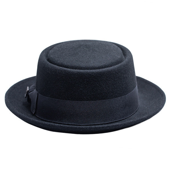 Kenny K - Heisenberg Black Wool Felt Pork Pie Hat - Back