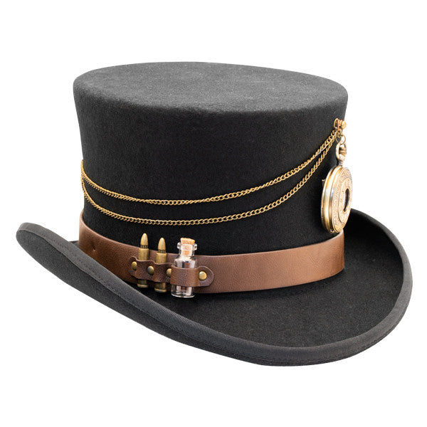 Kenny K - "The Time Traveler" Steam Punk Wool Felt Top Hat - Opposite Side