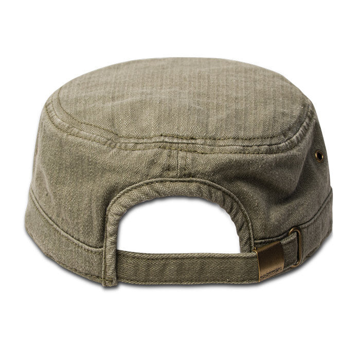 Kooringal Mens Cotton Canvas Mao Cap (Olive) - Back, Adjustable Strap