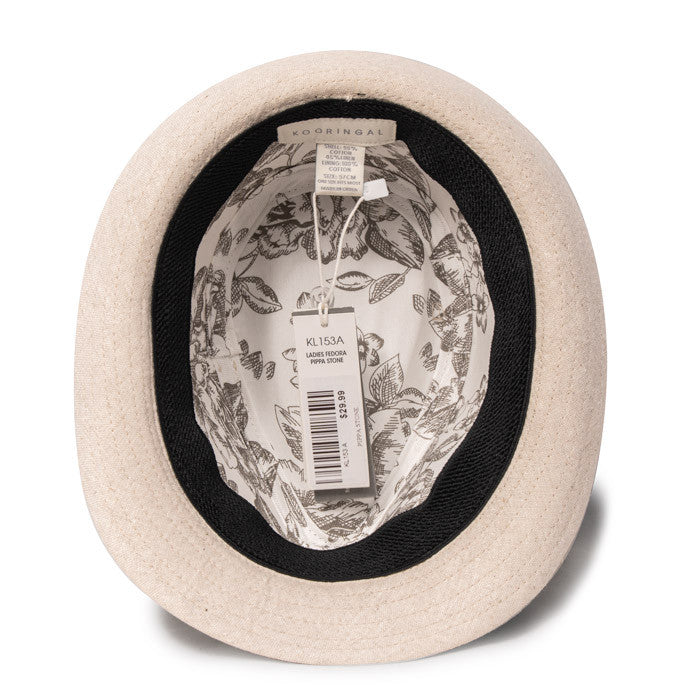 Kooringal - Pippa Hemp Fedora - Black Band (Bottom, Inside)