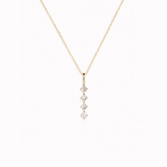 Diamond Drop Pendant 14k Gold featuring four brilliant lab grown diamonds on a delicate yellow gold chain