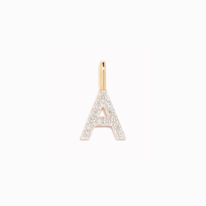 Diamond Initial Pendant 14k Gold - A with brilliant diamonds displayed on a clean white background