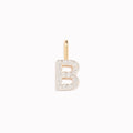 Diamond Initial Pendant 14k Gold - B with brilliant diamonds on a white background showcasing elegance and detail