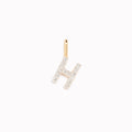 Diamond Initial Pendant 14k Gold - H with brilliant diamonds on 14k gold displayed on a white background