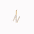 Diamond Initial Pendant 14k Gold - N with sparkling diamonds on a white background, perfect for layering or gifting