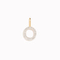 Diamond Initial Pendant 14k Gold - O with sparkling diamonds on 14k gold bail displayed on a white background