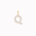 Diamond Initial Pendant 14k Gold - Q with brilliant diamonds on a white background