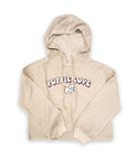LADIES CORDUROY CROPPED HOODIE, OATMAEAL SUPER SALE PUPPIE LOVE
