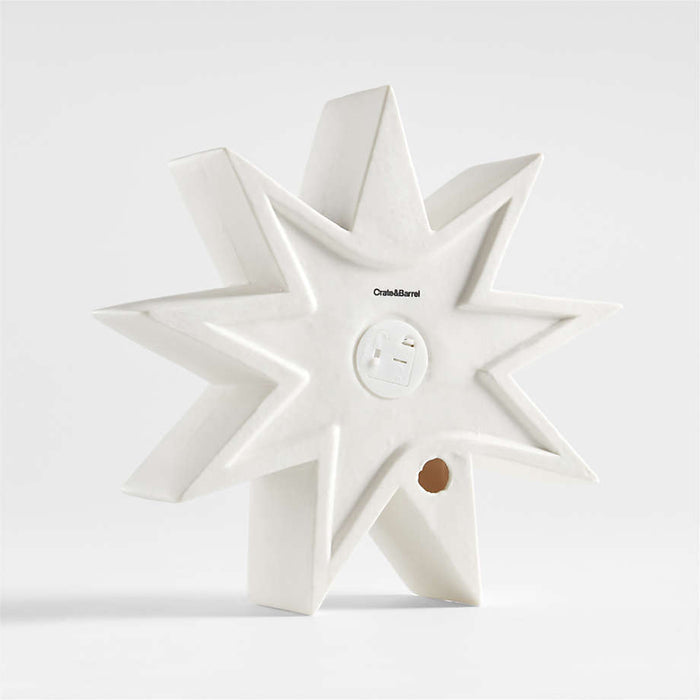 Large LED White Holiday Ceramic Snowflake 9"