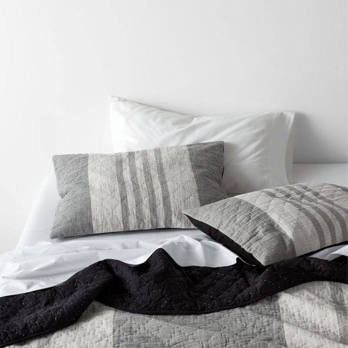 Laurentis Ink Black Crinkle Stripe Standard Sham
