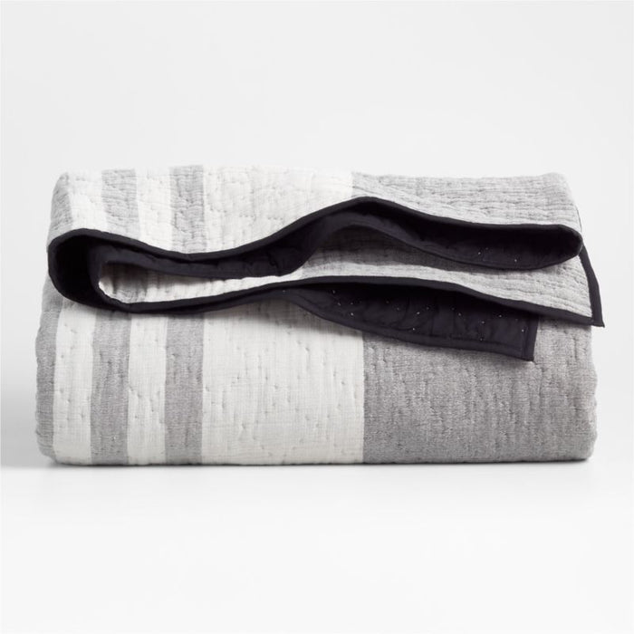 Laurentis Ink Black Crinkle Stripe Standard Sham