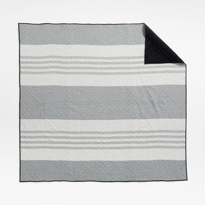 Laurentis Ink Black Crinkle Stripe Standard Sham