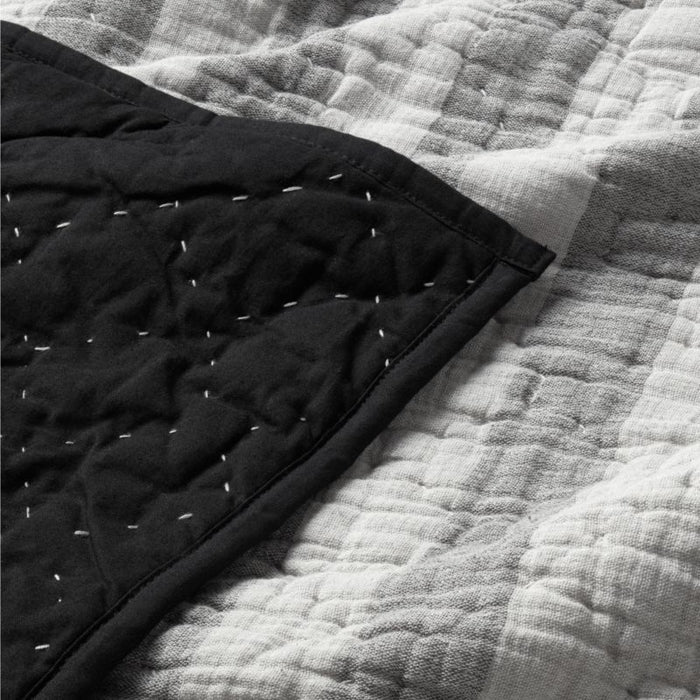 Laurentis Ink Black Crinkle Stripe Standard Sham