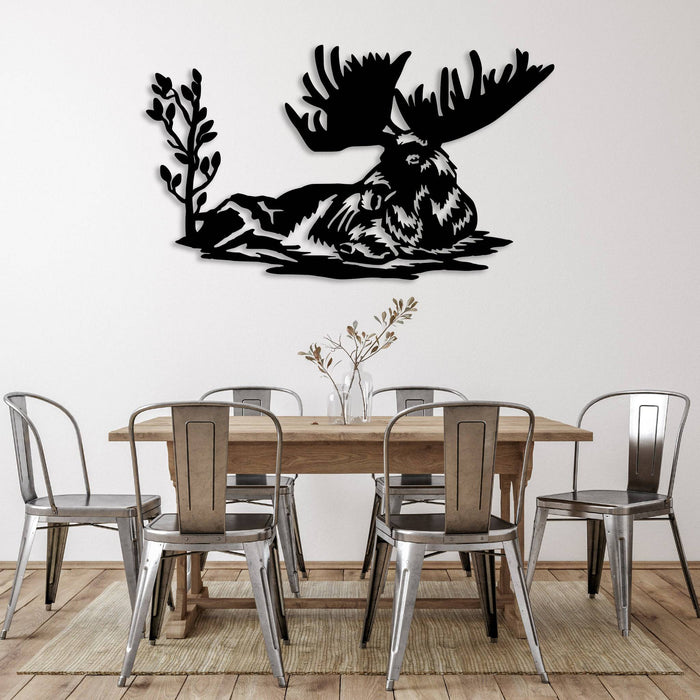 Laying Moose - Metal Wall Art - MetalPlex