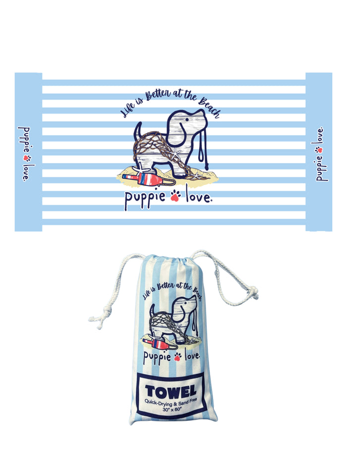LIFE IS BETTER PUP TOWEL 2024 PUPPIE LOVE